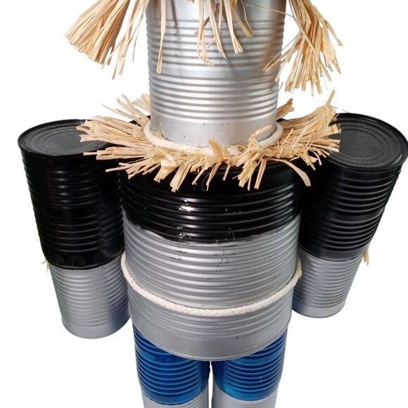 Vintage Tin Man Scarecrow Sculpture Wizard Of Oz Folk Art Recycled Robot - Picture 12 of 14